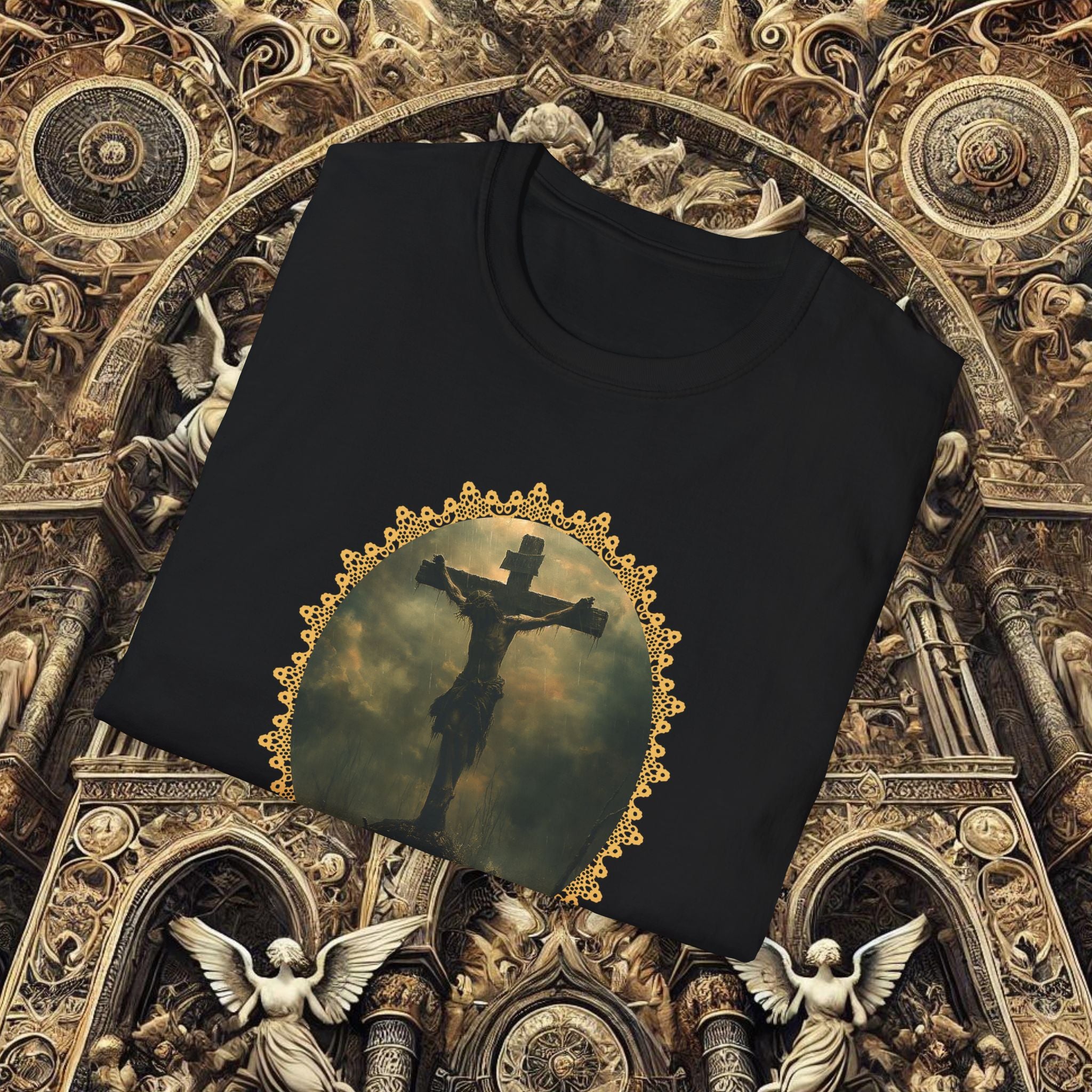 Crucifixion Gothic Art T-Shirt – Embrace the Faith